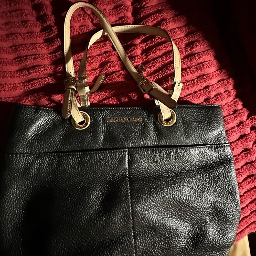Michael Kors Black and Tan Shoulder Bag